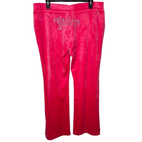 Juicy Couture Pink Party Bling Velour Track Pants With Rhinestone Logo Size XL - Picture 4 of 12